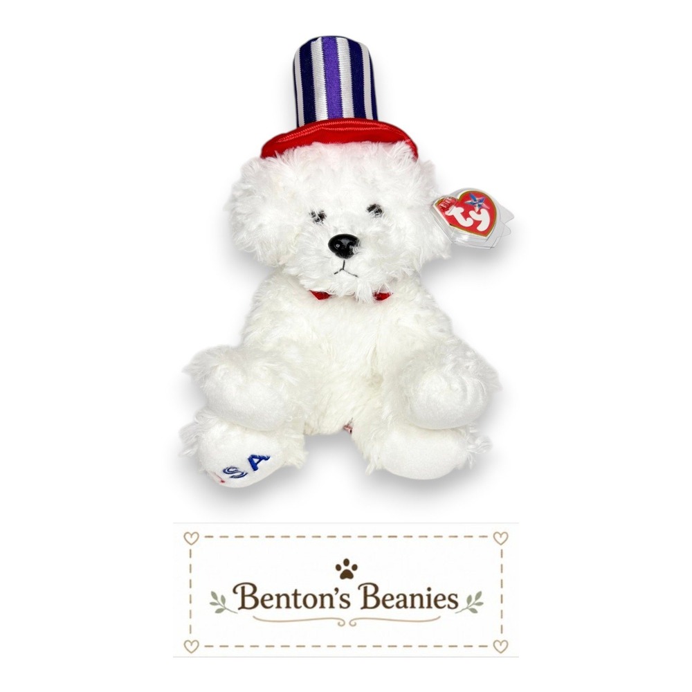 First Dog Ty Beanie Buddy | Presidential Patriotic Pup 🎩 | Mint Heart Tag ⭐